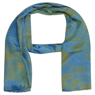 Premium Satin Blue Color Printed Stole